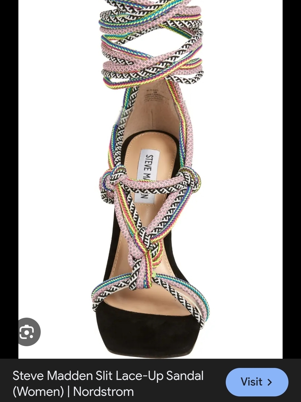 Steve Madden Black Sandal with Multicolor Braided Straps